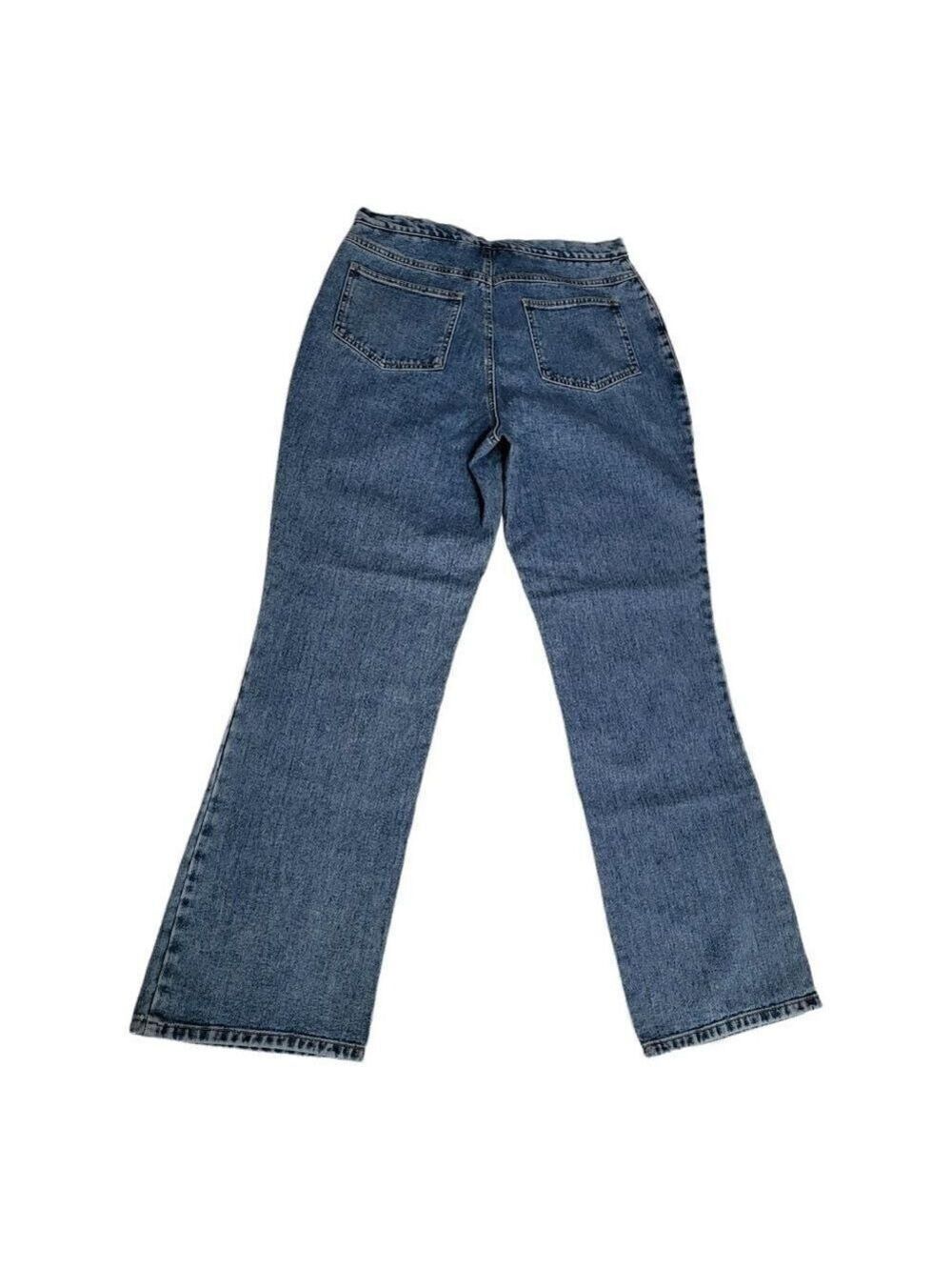 NEWPORT News Jeanology High Rise Mom Jeans Blue Denim Tie Closure Size 14 - Picture 2 of 9